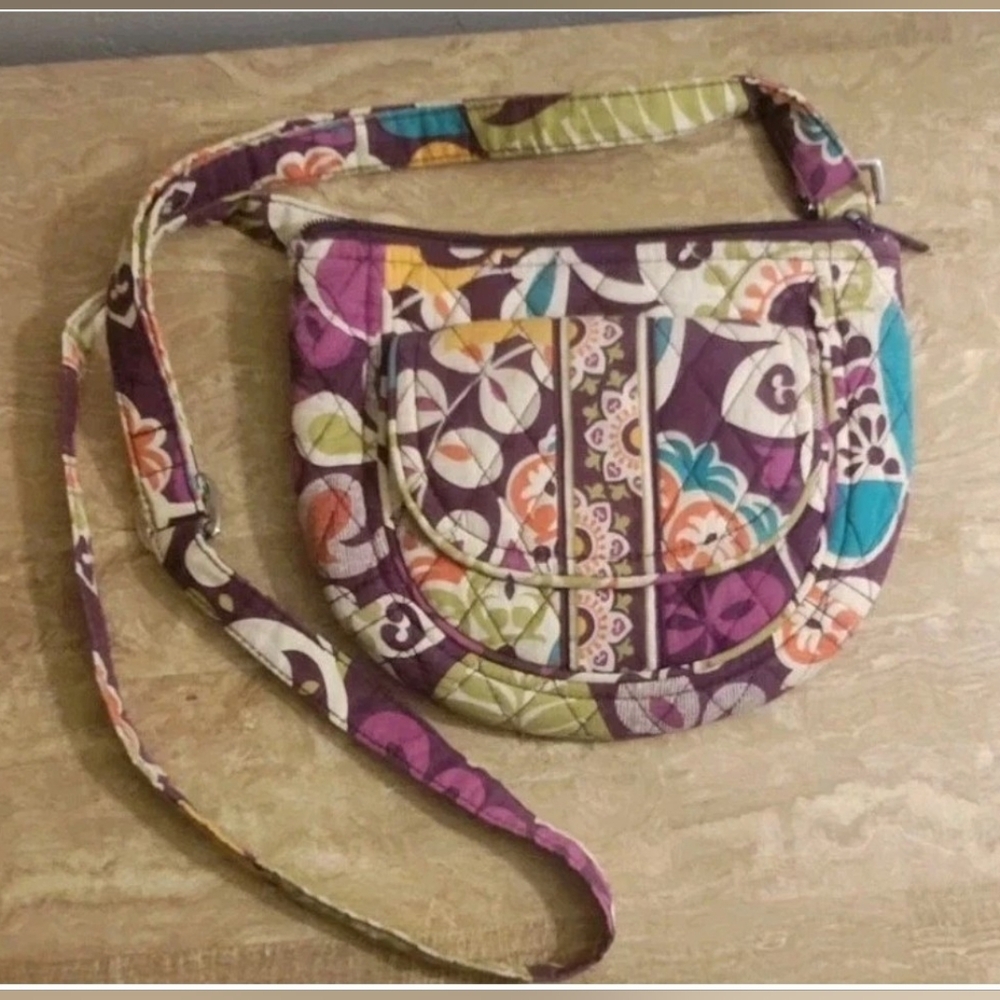 Vera Bradley Plum Crazy Floral Hipster Quilted Crossbody Bag Purse Retired